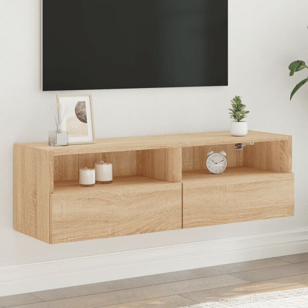 vidaXL Sieninė TV spintelė, ąžuolo, 100x30x30cm, apdirbta mediena