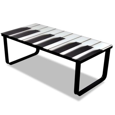 vidaXL Kavos staliukas su stikliniu pianino stalviršiu