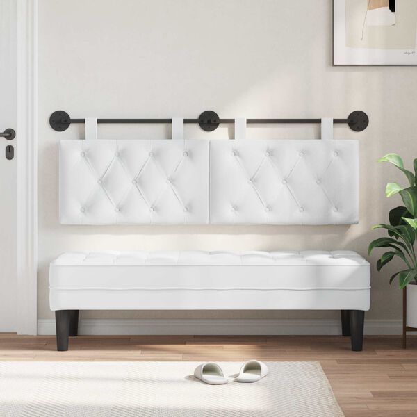 vidaXL Kabantysis galvūgalis Baltas 130 x 55 x 7 cm audinys