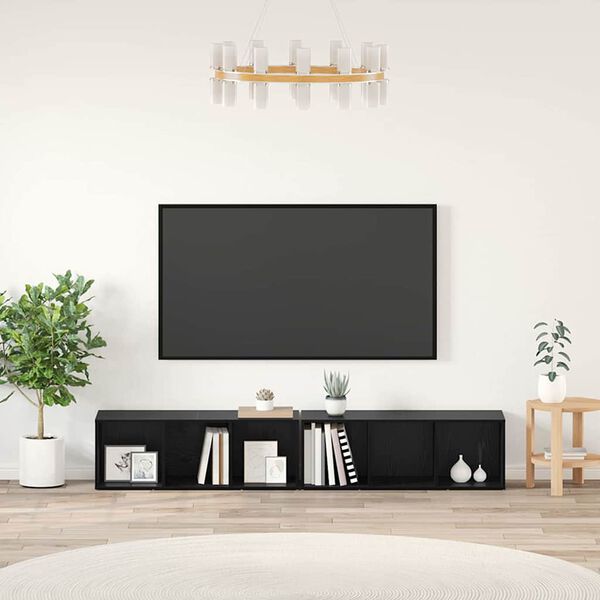 vidaXL TV spintelių komplektas 2 pcs Juodas ąžuolas 37 x 35 x 107cm