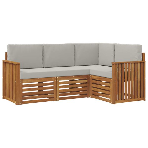 vidaXL Sofų komplektai su pagalve 4 pcs Natūrali ir &scaron;viesiai pilka