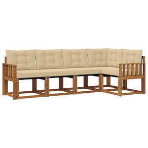 vidaXL Lauko sofos komplektas su pagalve 5 pcs Natūralus ir bežinis