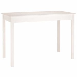 vidaXL Valgomojo stalas, baltas, 110x55x75cm, pu&scaron;ies medienos masyvas