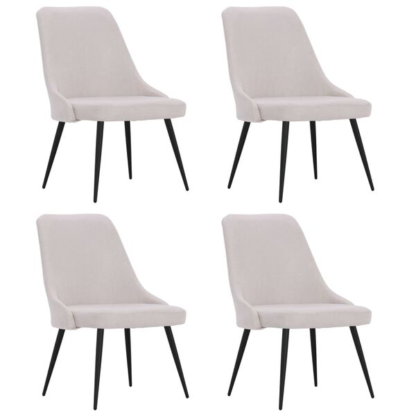 vidaXL Valgomojo kėdės, 4vnt., kreminės spalvos, audinys