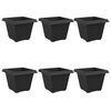 vidaXL Kvadratinis gėlių vazonas 6 pcs Juoda 43 x 43 x 33,5 cm