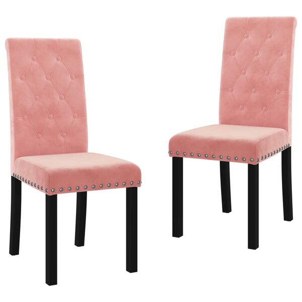 vidaXL Valgomojo kėdės, 2vnt., rožinės spalvos, aksomas