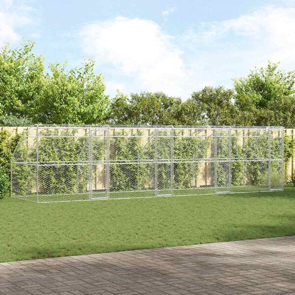 vidaXL &Scaron;unų narvas 4 pcs Sidabro 8 x 2 x 2 m Galvanizuotas plienas