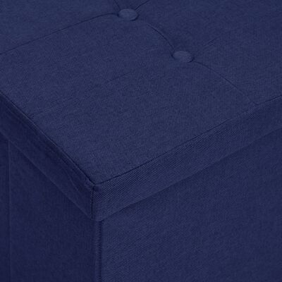 vidaXL Sulankstomas suoliukas-daiktadėžė, mėlynas, dirbtinis linas