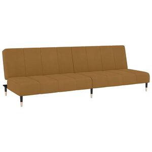 vidaXL Dvivietė sofa-lova, rudos spalvos, aksomas