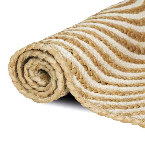 vidaXL Kilimas Natūrali ir Balta 240 x 240 cm Džiutas