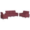 vidaXL Sofos komplektas 3 pcs Vyno raudona Audinys