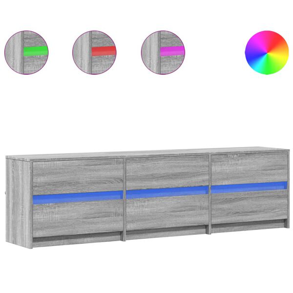 vidaXL Televizoriaus spintelė su LED, pilka, 180x34x50cm, mediena