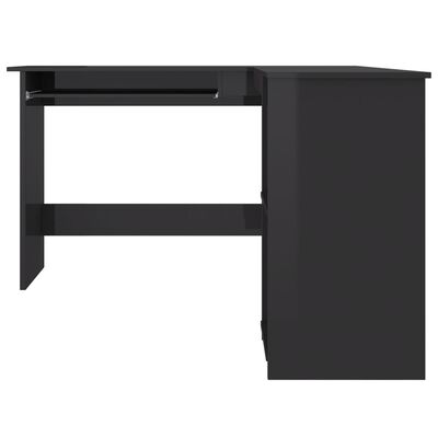 vidaXL Kampinis stalas, juodas, 120x140x75cm, MDP, L formos, blizgus