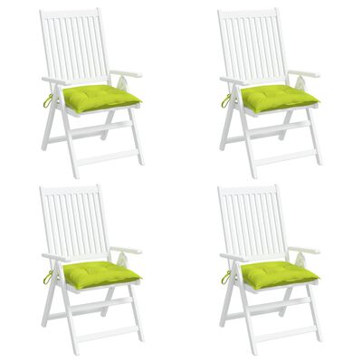 vidaXL Kėdės pagalvėlės, 4vnt., ryškiai žalios, 40x40x7cm, audinys