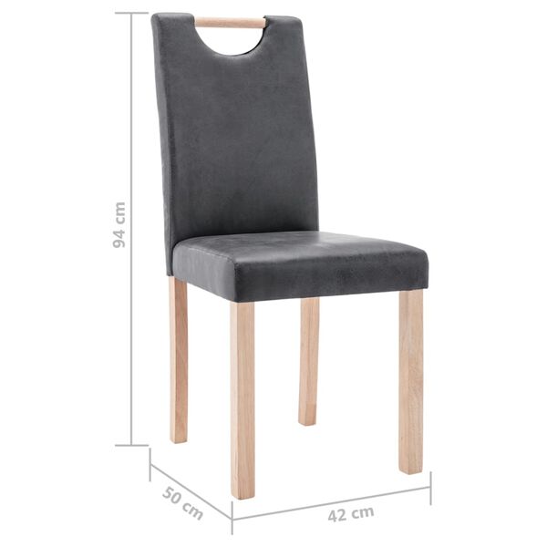 vidaXL Valgomojo kėdės, 2vnt., pilkos spalvos, dirbtinė versta oda