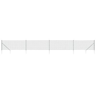 vidaXL Tinklinė tvora su smaigais, sidabrinės spalvos, 0,8x10m