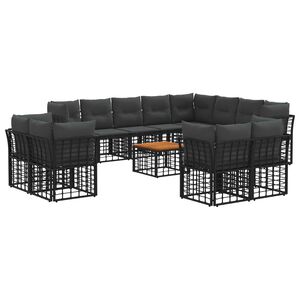 vidaXL Lauko sofos komplektas 13 vnt. Juoda ir tamsiai pilka