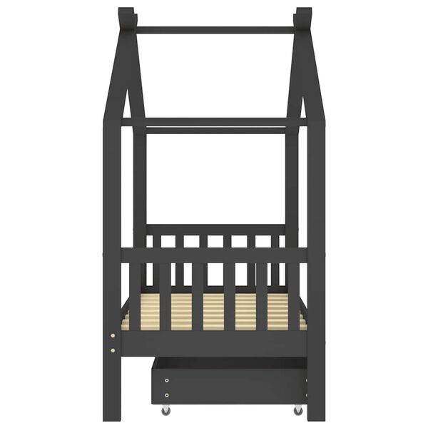 vidaXL Vaiki&scaron;kos lovos rėmas su stalčiumi, pilkas, 80x160cm, pu&scaron;is