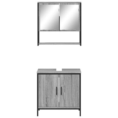 vidaXL Vonios baldų komplektas, 2 dalių, pilkas ąžuolo, mediena