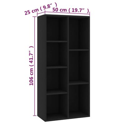 vidaXL Spintelė knygoms, juodos spalvos, 50x25x106cm, MDP