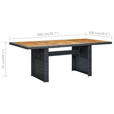 vidaXL Sodo stalas, tamsiai pilkas, poliratanas ir akacijos masyvas