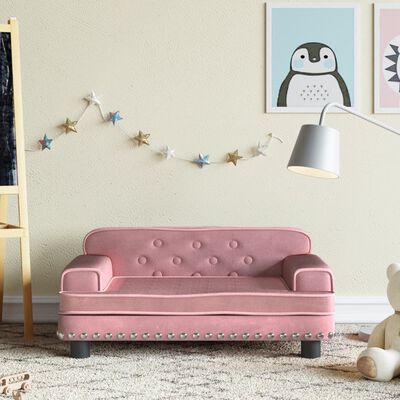 vidaXL Vaikiška sofa, rožinės spalvos, 70x45x30cm, aksomas