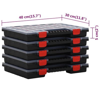 vidaXL Asortimentinės dėžutės, 5vnt., 40x30x5cm, polipropilenas