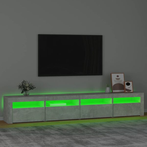 vidaXL TV spintelė su LED apšvietimu, betono pilka, 240x35x40cm
