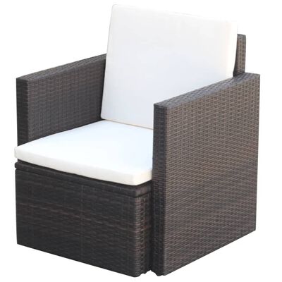 vidaXL Sodo kėdės su pagalvėlėmis, poliratanas, rudos