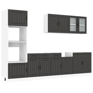 vidaXL Virtuvinių spintelių komplektas, 7 dalių, Kalmar, juoda