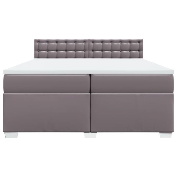 vidaXL Lova su spyruoklėmis ir čiužiniu, pilka, 200x200cm dirbtinė oda