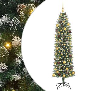 vidaXL Dirbtinis lieknas Kalėdų medis Žalia ir balta 210 cm
