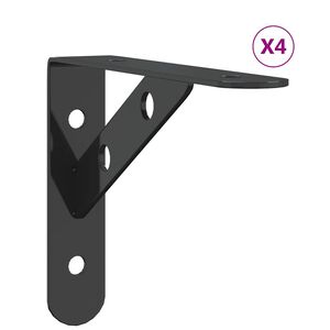 vidaXL Lentynų laikikliai, 4vnt., juodos, 15x2,5x11,5cm, plienas