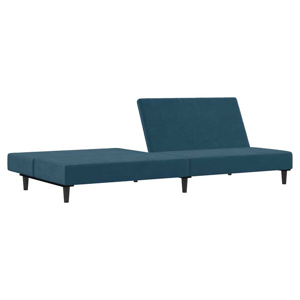 vidaXL Dvivietė sofa-lova, mėlynos spalvos, aksomas