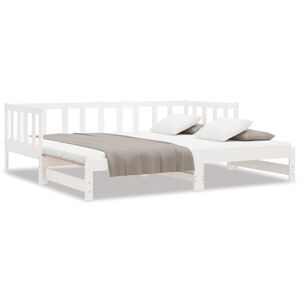 vidaXL I&scaron;traukiama lova, balta, 2x(90x200)cm, pu&scaron;ies medienos masyvas