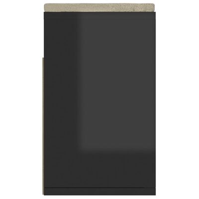 vidaXL Batų suoliukas su pagalvėle, juodas, 104x30x49cm, MDP, blizgus