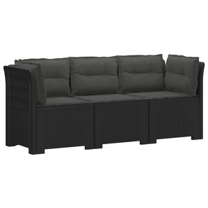 vidaXL 3-vietė sodo sofa su pagalvėlėmis, Rattan i&scaron;vaizda PP Antracito