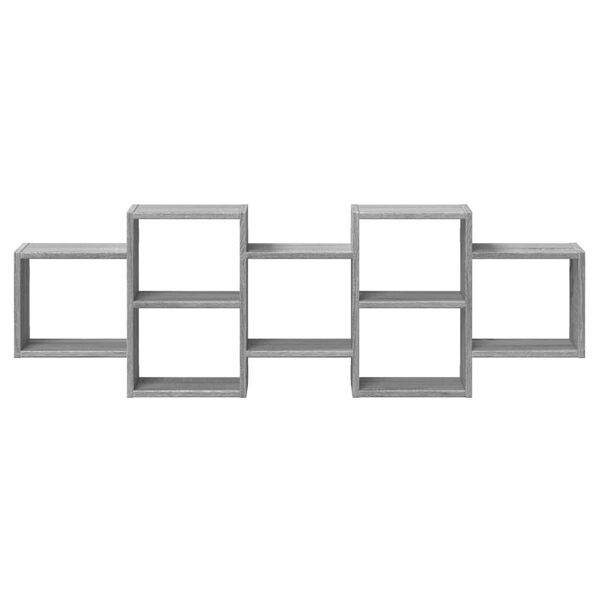 vidaXL Sieninė lentyna, pilka ąžuolo, 129x18x42cm, apdirbta mediena