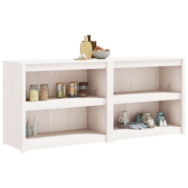 vidaXL Lauko virtuvės spintelės, 2vnt., baltos, pu&scaron;ies masyvas