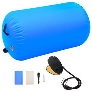 vidaXL Gimnastikos ritinys su pompa, mėlynas, 100x60cm, PVC