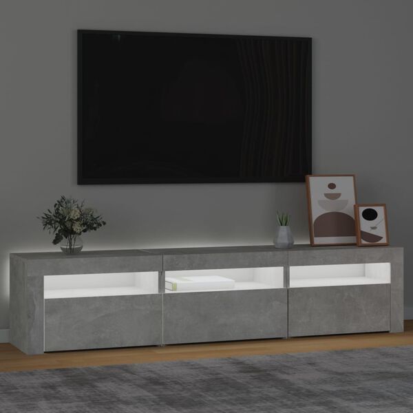 vidaXL TV spintelė su LED apšvietimu, betono pilka, 180x35x40cm