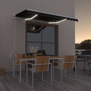 vidaXL Automatinė markizė su LED/vėjo jutikliu, antracito, 300x250cm