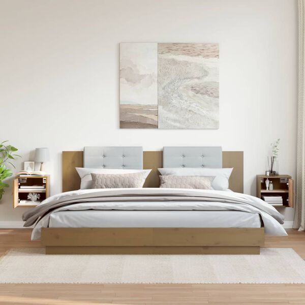 vidaXL Sieninės spintelės, 2vnt., medaus rudos, 31,5x30x30cm, pušis