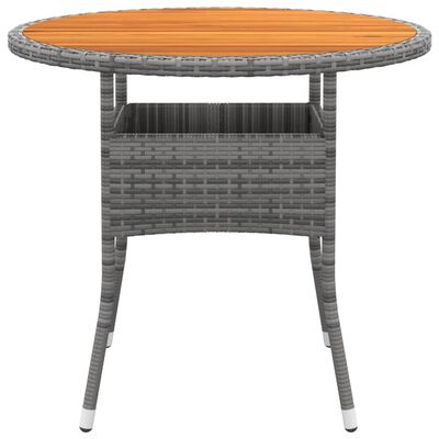 vidaXL Sodo stalas, pilkas, 80x75cm, akacijos mediena ir poliratanas