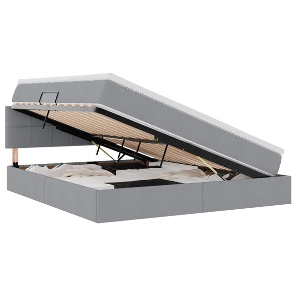 vidaXL Lova su daiktų laikymo vieta ir LED &Scaron;viesiai pilka 160 x 200 cm