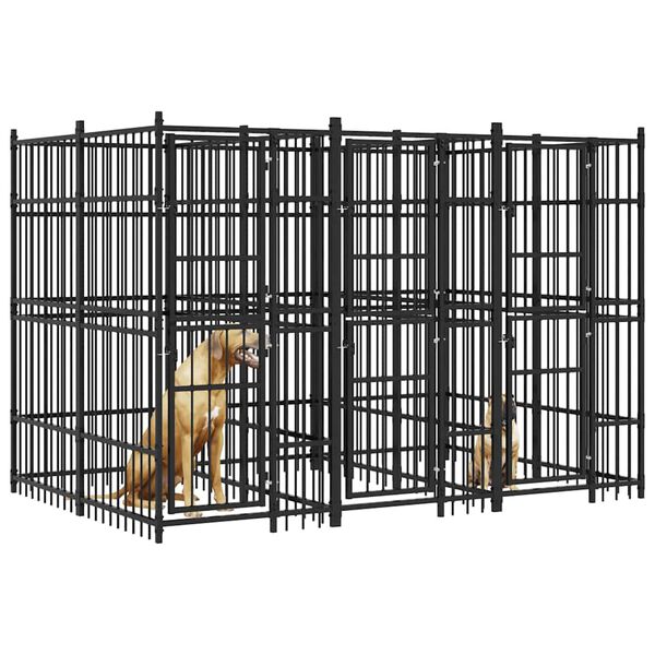 vidaXL Lauko voljeras &scaron;unims, plienas, 7,37m&sup2;