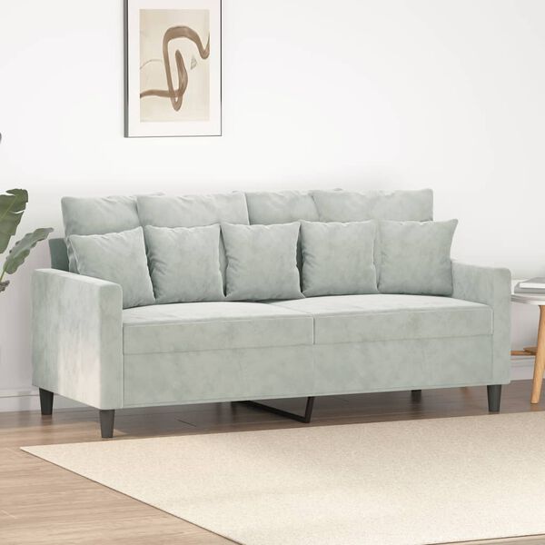 vidaXL Dvivietė sofa, &scaron;viesiai pilkos spalvos, 140cm, aksomas