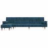 vidaXL L formos sofa-lova, mėlynos spalvos, 271x140x70cm, aksomas
