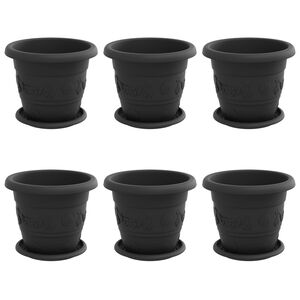 vidaXL Augalų vazonai 6 vnt. Juoda &Oslash; 22 x 18 cm Plastmasė