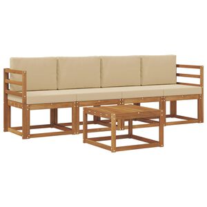 vidaXL Lauko sofos komplektas su pagalve 5 pcs Natūralus ir bežinis